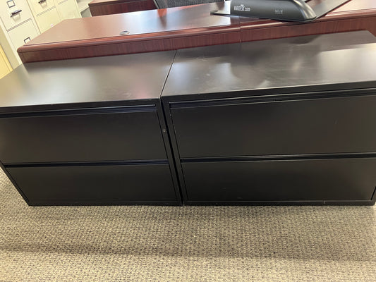 Storage: Black metal lateral filing cabinets