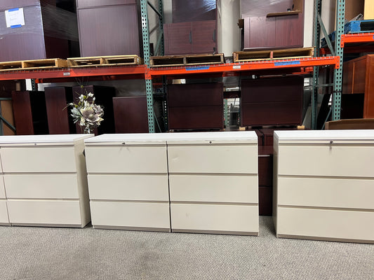 Storage: Haworth white metal storage cabinets