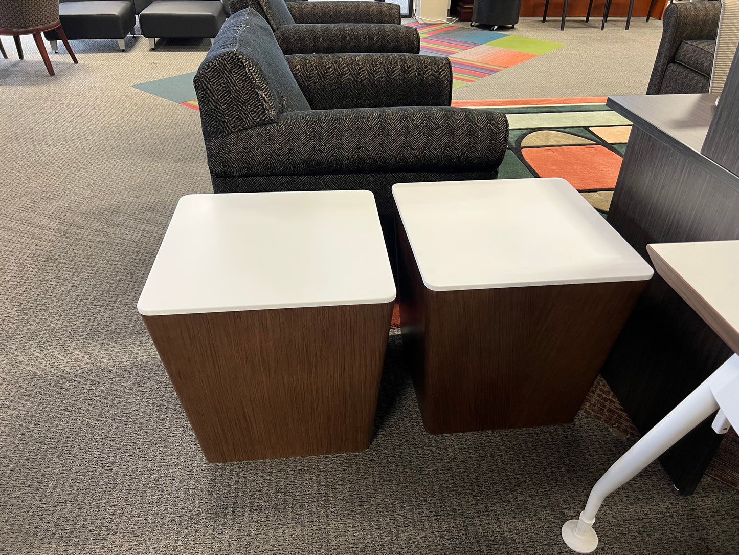 Table- small end table, wood block with white top