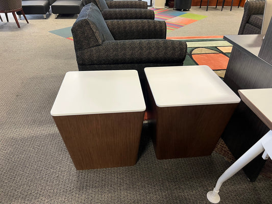 Table- small end table, wood block with white top