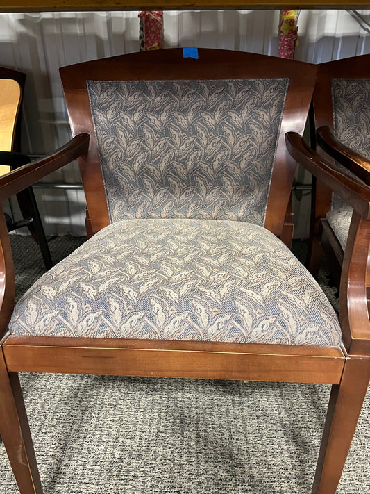 Chair: Stationary, leaf print fabric seat and back