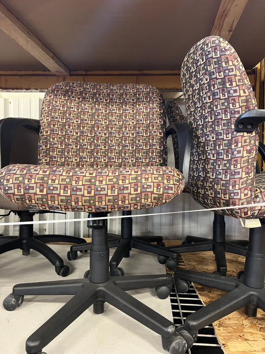 Chair-Task on casters, multi colored fabric