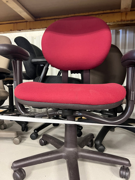 Chair- Task chair on casters, red fabric