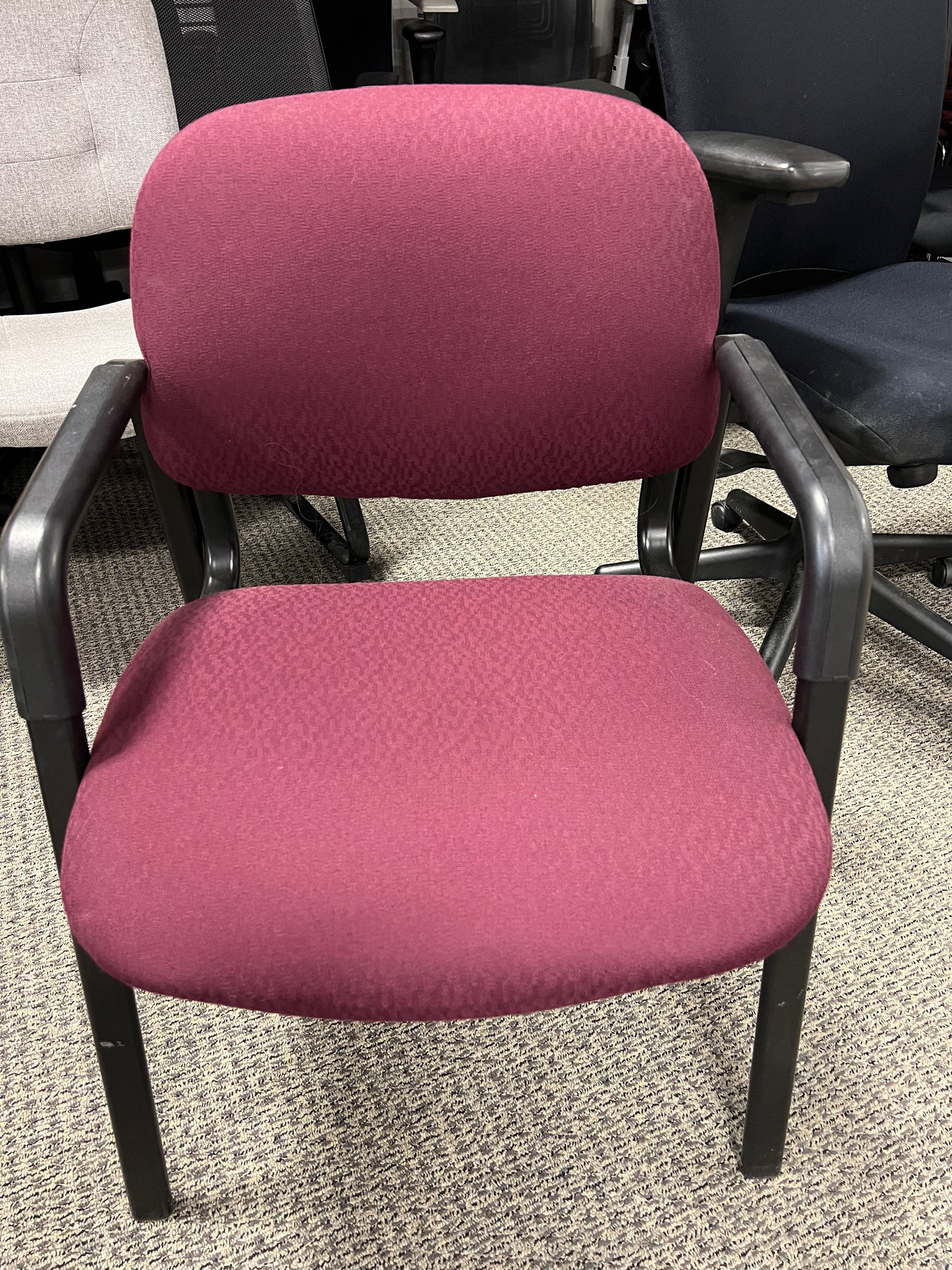 Chair: Stationary Chair black frame, dark red fabric