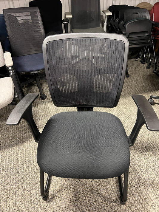 Chair: Stationary chair black mesh back with black fabric seat