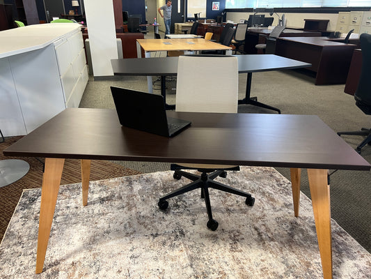 Desks: Contemporary Desk laminate top with wood legs
