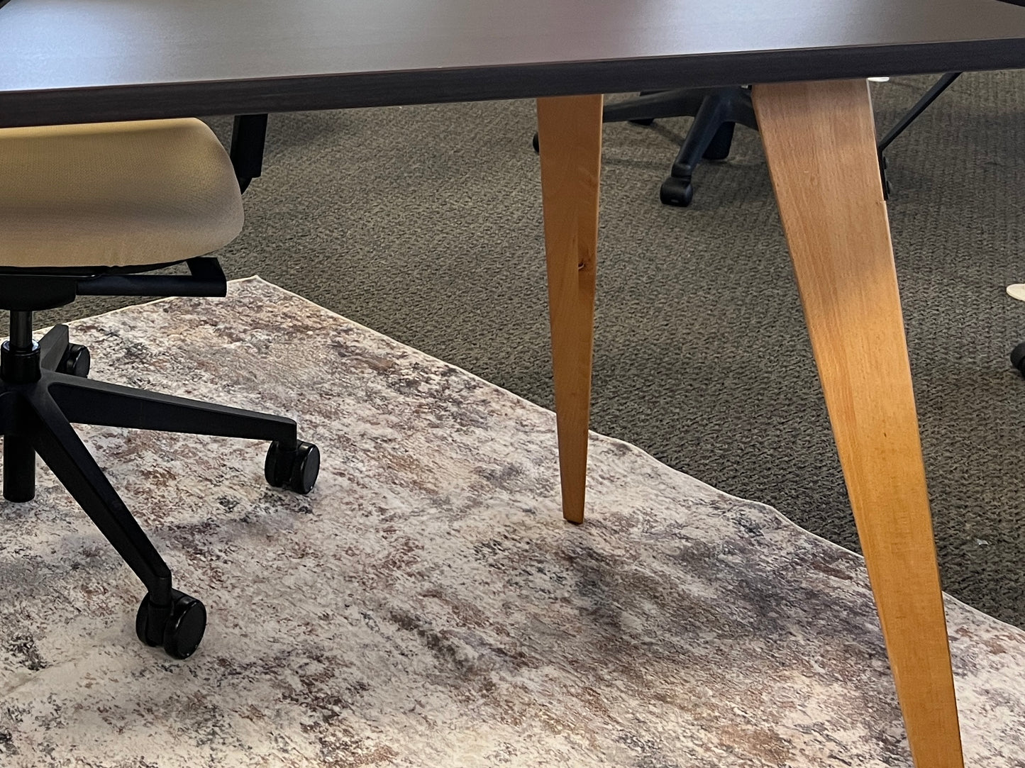 Desks: Contemporary Desk laminate top with wood legs