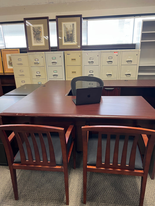 Desks: L shaped Pedestal desk