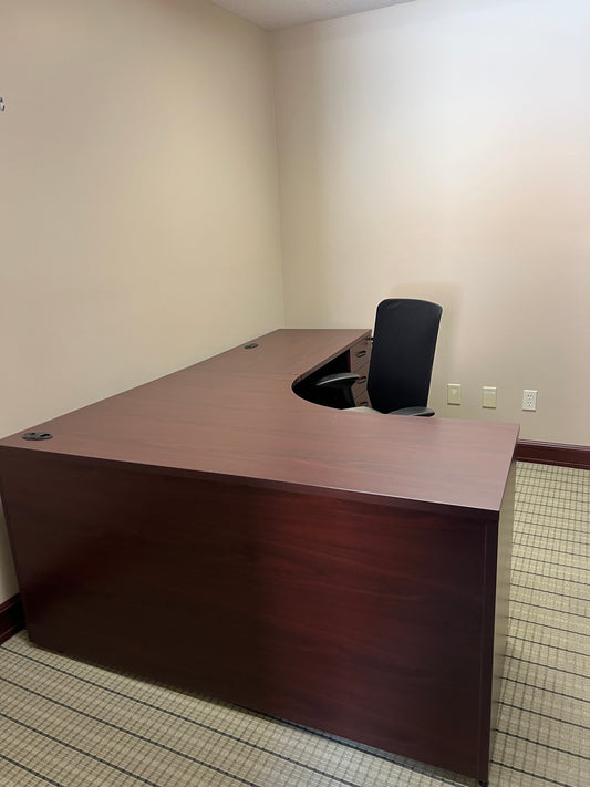 Desks: L Shape, cherry laminate desk