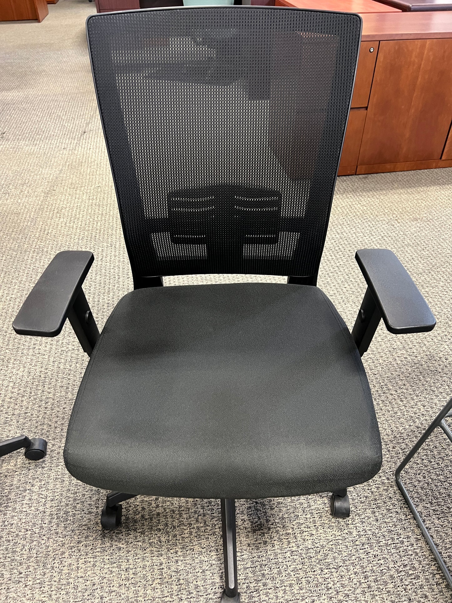 Chairs: Black desk chair on casters