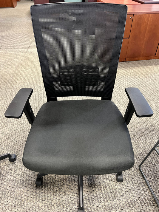 Chairs: Black desk chair on casters