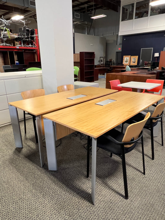 Task Tables: Haworth task tables with power hubs