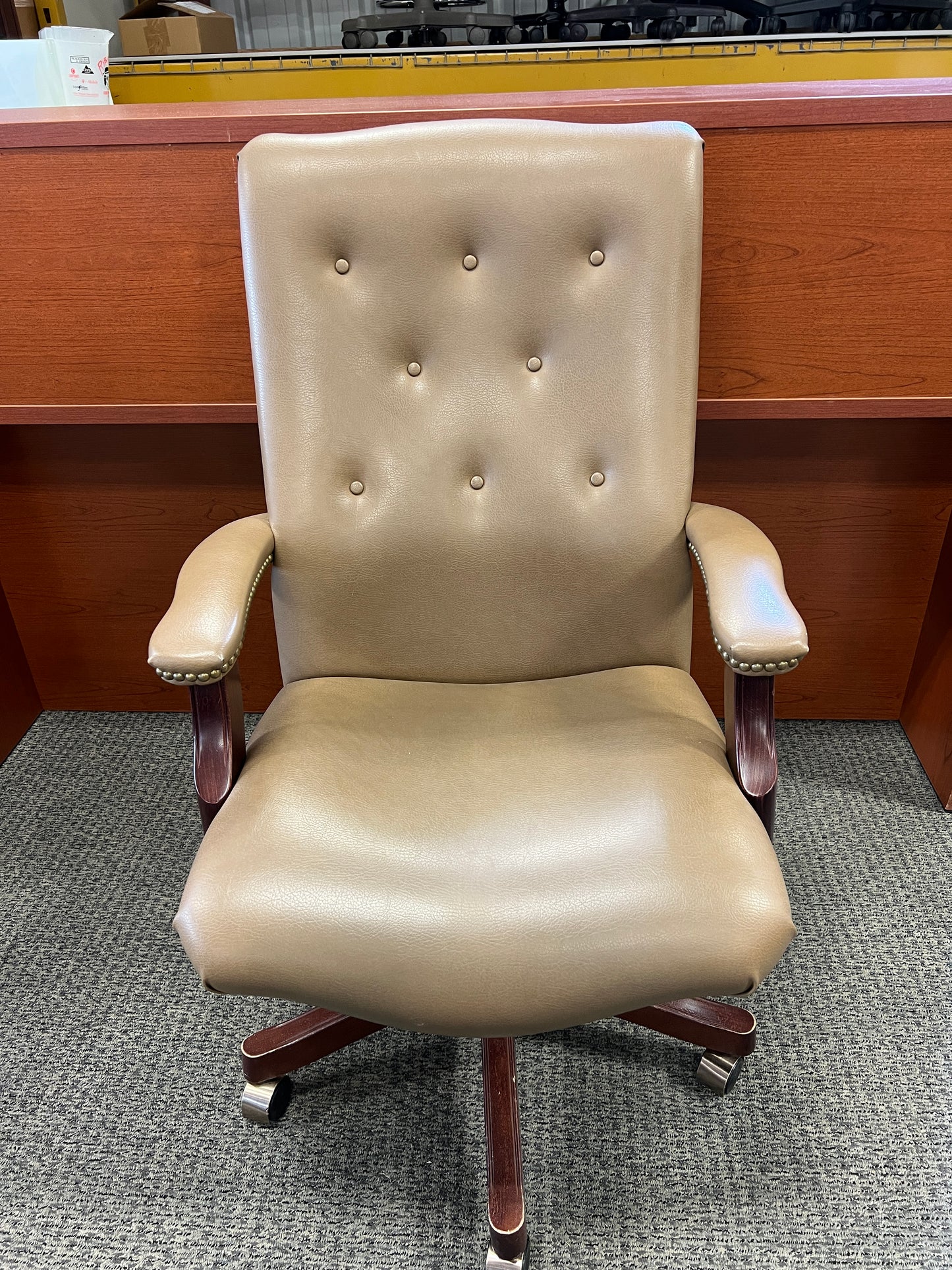 10 foot conference table with 10 HON pin tucked leather chairs