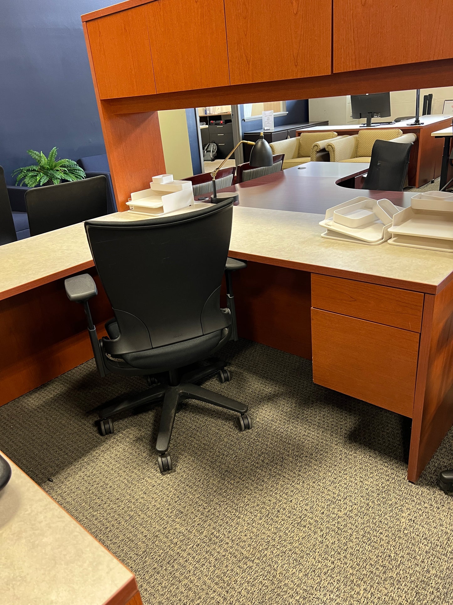 Desk: HON U shape desk with attached hutch