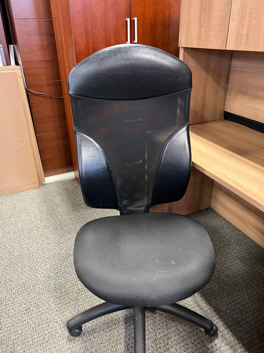 Chairs:  Black high back task chair on casters