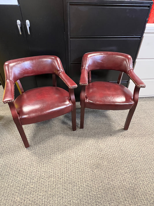 Chairs: Stationary Deep red leather side chairs