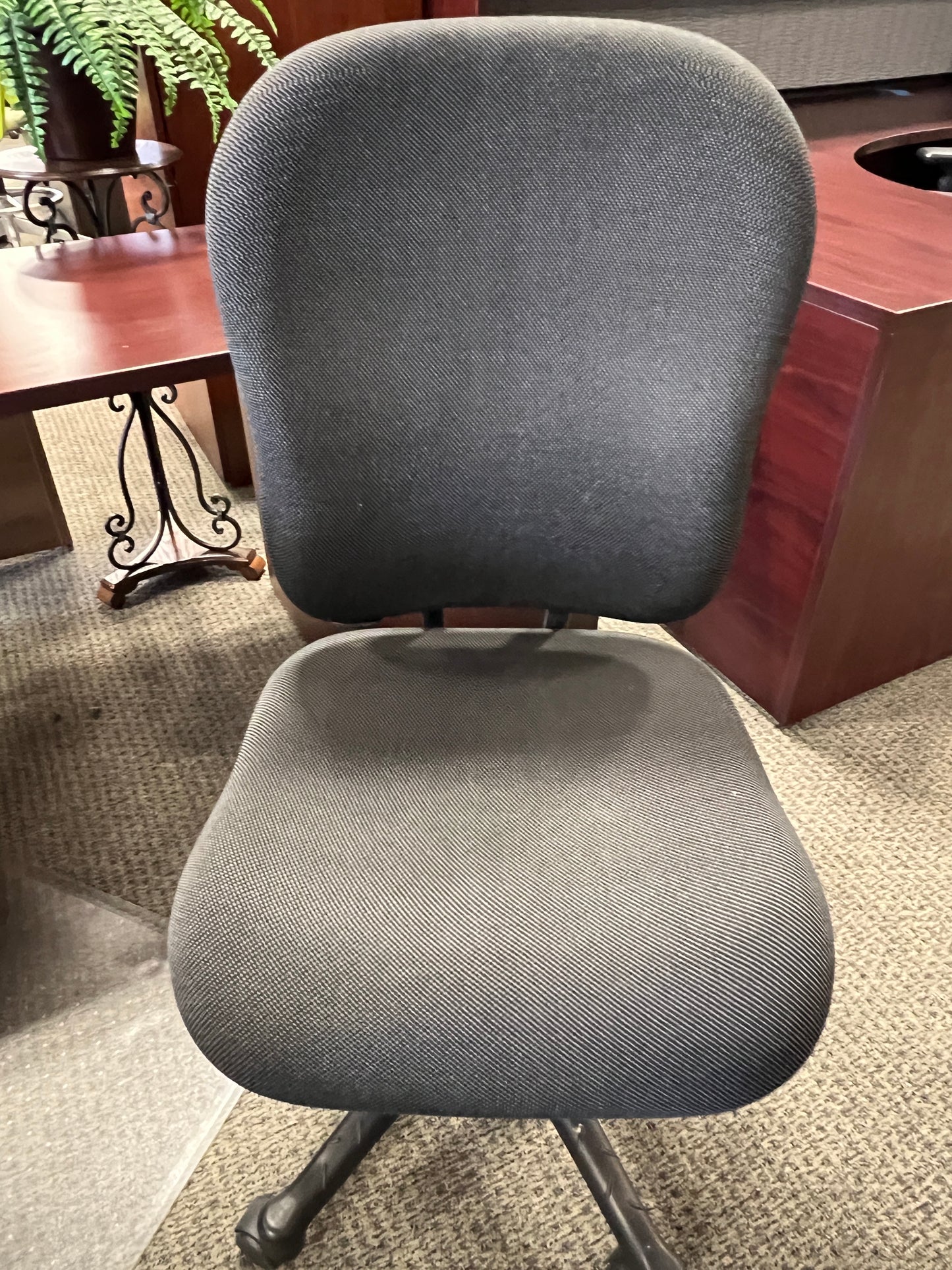 Chairs: Gray task chairs with casters